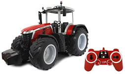 JAMARA 405301 Massey Ferguson 8S.285 1:16 2.4 GHz RC Tractor, Engine Sound (Can Be Turned Off), Reverse Warning Sound, Shut-Off Function, 2 Wheel Drive, Rubber Tyres, Bright LED, Indicator, Demo