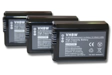 vhbw 3x Batteries compatible avec Sony Cybershot DSC-RX10 Mark IV appareil photo, reflex numérique (950mAh, 7,2V, Li-ion) avec puce d'information