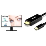 BenQ GW2780 27 Inch 1080p Eye Care LED IPS Monitor, Anti-Glare, HDMI & BENFEI USB C to HDMI Cable, 4K 1.8M USB Type C to HDMI Adapter