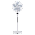 Jack Stonehouse 12 Speed Electric Pedestal, 16 Inch Portable Oscillating Standing Cool Floor Fan, Energy Efficient, Quiet DC Motor, Remote Control, Timer, White