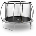 Helloshop26 - Trampoline de jardin - diamètre 305 x 180 cm - 100 kg - filet de sécurité - noir/gris