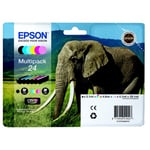 EPSON Original Multipack 6-färger T2428 / Elefant 29,1 ml, art. C13T24284011 - Passar till Epson XP-750, XP-850, XP-950, Expression Photo XP-860, XP-760, XP-960, XP-55, XP 970