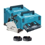 Makita DSP600PGJ-2 Twin 18v Brushless 165mm Plunge Saw (2x6Ah)
