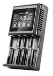 everActive Chargeur pour 4 Batteries 18650 AAA AA C D, Professionnel et Rapide, Grand écran LCD, Test de capacité, modèle UC-4000