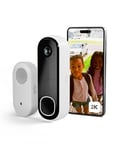 Arlo 2K Doorbell Camera Wireless & Chime, Outdoor WiFi Video Doorbell, Cameras House Security, 6 Month Battery Operated Security Camera, Motion Sensor, Night Vision, Free Trial of Arlo Secure, White