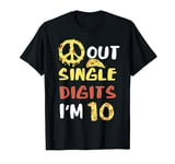 Peace Sign Out Pizza Single Digits I'm 10 Years Old Birthday T-Shirt