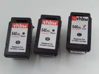 vhbw 3x Refill Cartouches pour imprimante en lot pour Canon Pixma MG2455, MG2550, MG2555, MG2900, MG2950, MX495 comme CL-546XL, PG-545XL.