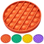 Push Pop Bubble Fidget Sensory Toy Autism Special Needs Stress Reliever Anxiety Relief Silicone Squeeze Tools 3 Shapes 4 Colors Games for Kids Adult (Orange, Round)