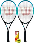 Wilson Hyper Control Tennis Racket Twin Set & 3 Wilson Championship Tennis Balls
