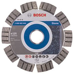Bosch 2608602642 Diamond Cutting Disc Best for Stone, 125mm Ø, 22.23mm x 2.2mm x 12mm, Silver/Grey