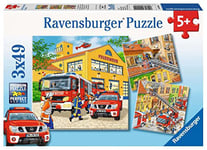 Ravensburger - 09401 - Puzzle Enfant Classique - Les Pompiers au Travail - 3 x 49 Pièces