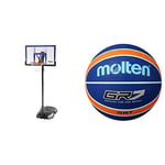 Lifetime Front Court Steel-Framed Shatterproof Portable Basketball System, 48-Inch & Molten GR Basketball, Indoor/Outdoor, Premium Rubber, Size 7, Impact Colour Blue/Orange