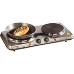 Daewoo Double Electric Hot Plate Stainless Steel Compact & Portable 2500W Silver