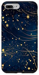 Coque pour iPhone 7 Plus/8 Plus Jolie étoile scintillante bleu nuit dorée