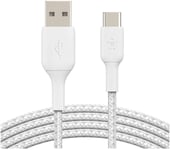 Belkin Boost Charge USB-A to USB-C Braided Cable - Vit 15 cm