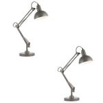 2 PACK Slate Grey Table Lamp Task Light - Inline Switch - Adjustable Desk Light