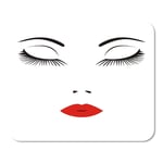 Lash of Face Woman with Long Lashes and Red Lips Abstract Beautiful Beauty Cute Home School Game Player Computer Worker MouseMat Mouse Padch
