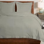 Pizuna Coton peigné Ensemble de Housse de Couette 260x220 cm 2 Personnes Argent, 100% Coton Longue Tige 400 Fils Armure Satin, Housse de Couette de Luxe avec Fermeture à Boutons Argent