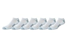Amazon Essentials Men's Performance Cotton Cushioned Athletic No-Show Socks, 6 Pairs, White, 5-11