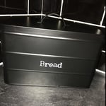 Black Metal Bread Bin Kitchen Vintage Retro Style Storage Canister Box With Lid