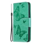 Veapero Samsung Galaxy S10 Lite Case/Samsung A91 Case,PU Leather Flip Case Wallet Cover Embossed Butterfly with Magnetic Card Holder ID Slots Soft TPU Bumper Protective Skin,Green