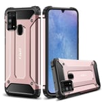 J&D Case Compatible for Samsung Galaxy M31 Case, Heavy Duty [ArmorBox] [Dual Layer] Shock Resistant Hybrid Protective Rugged Case for Galaxy M31 Case - [Not for Galaxy M31s] - Rose Gold