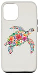 iPhone 15 Pro Colorful Tropical Hibicus Flower Sea Turtle Aesthetic Beach Case
