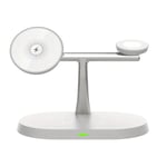 Magnetisk Trådlös Laddningsstation 3-i-1 Snabbladdningsställ för iPhone 15 14 13 12 Pro Max white