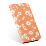 Wallet Case for Xiaomi Mi 11 Lite 5G Case,Cover with Daisy Flowers,Wallet Magnetic Cover with Credit Card Slots,Leather Phone Case Compatible with Xiaomi Mi 11 Lite 5G,Orange