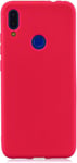 Coque Pour Xiaomi Redmi Note 7+ 1 X Protecteur D'écran En Verre Trempé Couleur Unie Premium Flexible Silicone Tpu Ultra Mince Légère Antidérapante Antichoc Rouge