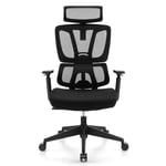 Ergonomisk kontorsstol med N-format svankstöd Vridbar skrivbordsstol Svart