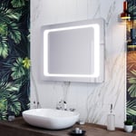 Bathroom Mirror with Demister Pad Motion Sensor LED Light Wall Mounted 800x600mm