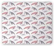 Chicken Mouse Pad, A Group of Hen Sleeping on a Perch in a Farm Colorful Doodle Style Animal Design, Standard Size Rectangle Non-Slip Rubber Mousepad, Multicolor-742