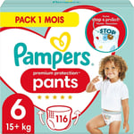 Pampers Nappy Pants Size 6, 15+kg, Premium Protection 116 Nappies