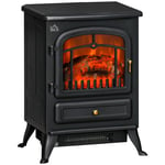 Fireplace Electric Heater Metal Log Burning Flame Effect Living Room Stove