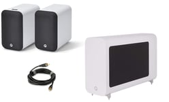 Q Acoustic M20 Bluetooth Active Speakers + Q3060s 2.1 Speaker Pack Satin White