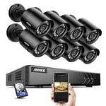 Professionellt Övervakningssystem 1080p, 8 Kameror, DVR, 2TB, EXIR Mörkerseende, IP66, motion detection