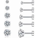 Cubic Zirconia Hypoallergena örhängen för kvinnor män flickor Statement brosk mode kirurgiskt stål Helix örhängen 5 par
