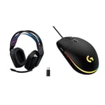 Logitech G535 LIGHTSPEED Wireless Gaming Headset - Lightweight on-ear headphones, flip to mute mic & 203 LIGHTSYNC Gaming Mouse with Customizable RGB Lighting, 6 Programmable Buttons, Gaming