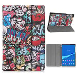 Lenovo Tab M10 FHD Plus tri-fold pattern leather case - Cartoon Graffiti