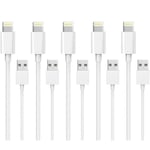 5-Pack 1M Lightning laddare iPhone 13/12/11/ Xs/Max/X/8/7/6/5/SE Vit