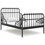 vidaXL Home Extendable Bed Frame Black Metal 80x130/200 cm