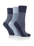 Heat Holders 3 Pair Ladies Gentle Grip Socks - Varsity Fine Stripe - Multi