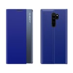 MDLIX YSJ AYY For Xiaomi Redmi Note 8 Pro Side Display Magnetic Horizontal Flip Plain Texture Cloth + PC Case with Holder & Sleep/Wake-up Function(Dark Blue) (Color : Blue)