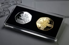 The Commemorative Coin Company Pair of ST GEORGE & THE DRAGON Silver & 24ct Gold Commemoratives in 50p Coin Display Case. England, Patron Saint. FOR GOD, ENGLAND, AND SAINT GEORGE