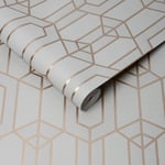 Superfresco Grey Metallic Rose Gold Textured Geometric Albany Wallpaper 106582