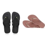 Havaianas, Unisex Adults, Brasil, Flip Flop, Black, 6/7 UK Slim Brasil Logo Women Flip Flops | Color: Black | Size: 6/7 UK