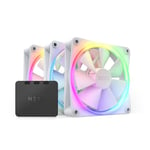 NZXT F120 RGB Fans - RF-R12TF-W1 - Advanced RGB Lighting Customization - Whisper Quiet Cooling - Triple (RGB Fan & Controller INCLUDED) - 120mm Fan - White