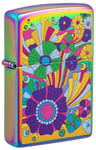Briquet Zippo Windproof - Fleurs Vintage Multi Color - Rechargeable à Vie - Boîte Cadeau - Construction métallique - Fabriqué aux USA