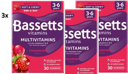 3x Bassetts Vitamins Multivitamins 3-6 Years 30 Gummies - Strawberry Flavour